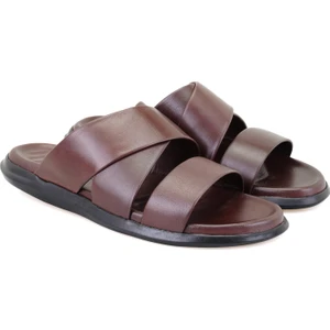 Evelin Kahve Erkek Deri Terlik