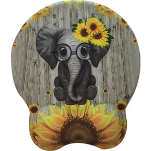DS104 Kaydırmaz Silikon Tabanlı Fil Baskılı Bilek Destekli Mouse Pad 22X25CM - AL3825
