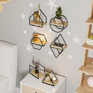 Montessori Kitaplık Bebek Çocuk Odası Duvar Rafı Ahşap Minyatür Oyuncak Odası Raf 6'Lı Set