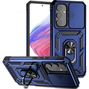 Case 4U A24 Kılıf Kamera Korumalı Sürgülü Vega Yüzüklü Armor Military Tank Zırh Lacivert