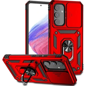 Case 4U A24 Kılıf Kamera Korumalı Sürgülü Vega Yüzüklü Armor Military Tank Zırh Kırmızı