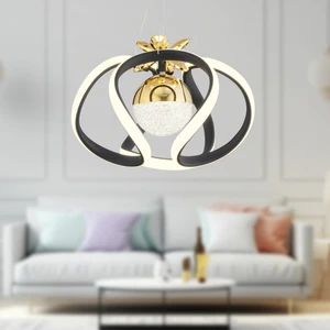 Pelin Tekli Siyah Gold Ledi Modern Oturma Odası, Koridor, Salon LED Avize