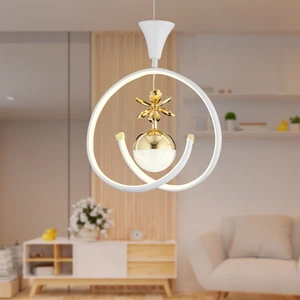Mengü Tekli Beyaz Gold Ledi Modern Oturma Odası, Koridor, Salon LED Avize