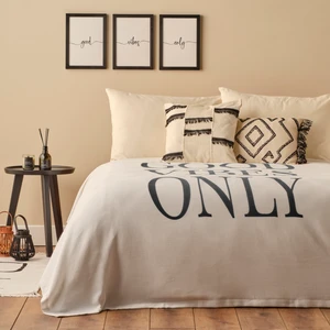 Bella Maison Good Vibes %100 Pamuk Çift Kişilik Baskılı Pike Antrasit 200 x 220 cm