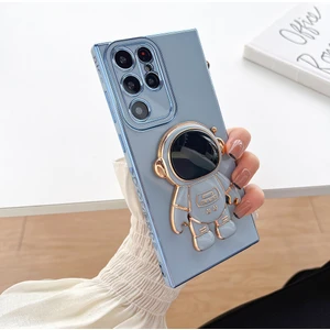 Samsung Galaxy S23 Ultra Astronot Kickstand Elektroplum Tpu Telefon Kılıfı Çizgiye Döküm Anti Geri Kapak (Yurt Dışından)