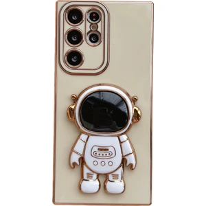 Samsung Galaxy S23 Ultra Astronot Kickstand Elektroplum Tpu Telefon Kılıfı Çizgiye Döküm Anti Geri Kapak (Yurt Dışından)