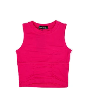 Kız Çocuk 5-14 Yaş Kolsuz Önden Büzgülü Crop Body