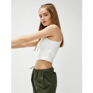 Basic Crop Atlet Halter Yaka Fitilli