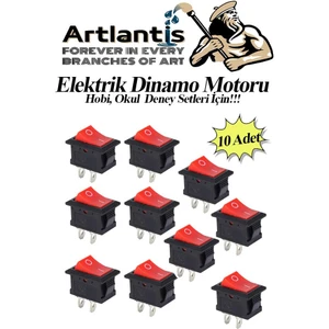 Mini Anahtar Arapuar Çıtçıt Anahtar 10 Adet Elektrik Devresi Için Açma Kapama Düğmesi On / Off Kırmızı Siyah Anahtar