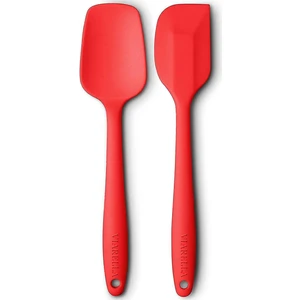 Silikon Kaşık Spatula Seti 2lı Büyük Boy Yanmaz Yapışmaz Çizmez Kırmızı