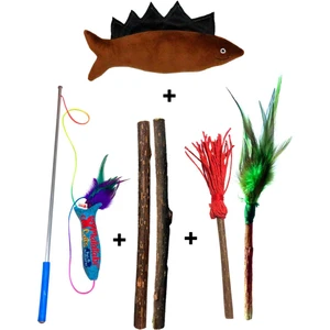 Matatabi Cats Premium Set Kedi Oltası, Çiğneme Çubuğu, Sesli Peluş Kedi Oyuncağı 4'lü Set