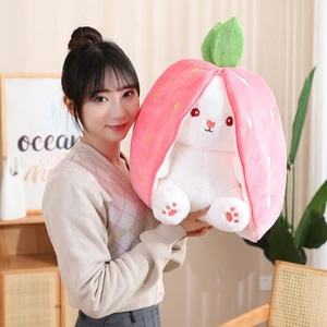 Sevimli Dönüşüm Tavşan Küçük Meyve Peluş Oyuncak Toy Tavşan Yastığı Havuç Çilek Tavşan Bebek Doll (Yurt Dışından)