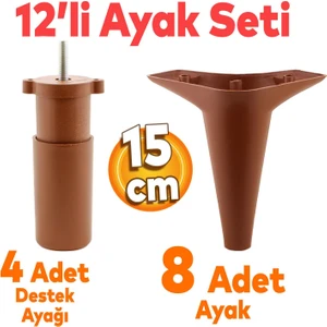 Aspen 12'li Set Mobilya Kanepe Koltuk Tv Ünitesi Baza Ayağı Ayakları Destek 15 Cm Robot Süpürge