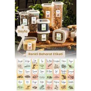 4 Adet Renkli Baharat Etiketi