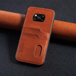Xiaomi Poco X3 Pro Kılıf Zebana Kartlıklı Lüx Deri Kılıf Kahverengi