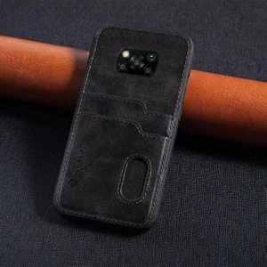 Xiaomi Poco X3 Pro Kılıf Zebana Kartlıklı Lüx Deri Kılıf Siyah