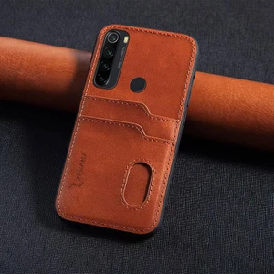 Xiaomi Redmi Note 8 Kılıf Zebana Kartlıklı Lüx Deri Kılıf Kahverengi