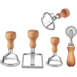 B Baosity Ravioli Damga Seti 5 Adet, Ahşap Saplı Ravioli Maker Kesici (Yurt Dışından)
