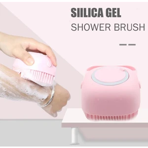 Yumuşak Silikon Malzemeli Esnek Jel Hazneli Masaj Fonk. Etkili Banyo Duş Kese Lifi Pembe