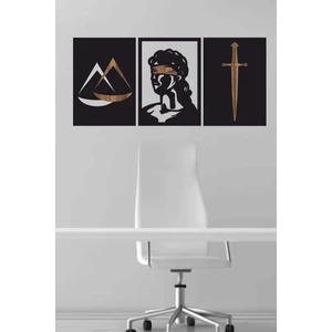 Unt Themis Duvar Dekoru  Ahşap Dekoratif 3 Lü Tablo Seti