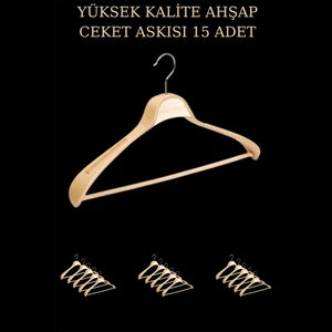 İstanbul Manken 15 Adet Yüksek Kalite 48 cm Ahşap Askı Ceket Askısı Takım Elbise Askısı