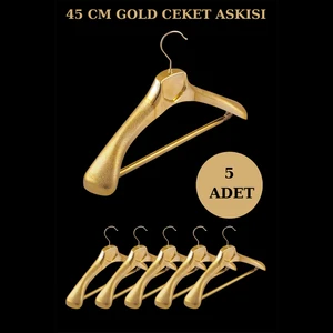 İstanbul Manken 5 Adet Plastik Gold Renk Yüksek Kalite Ceket Askısı,elbise Askısı,takım Elbise Askısı