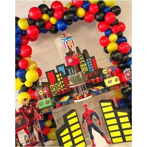 Ada Party Spiderman Konsept Doğum Günü Balon ve Balon Zinciri Örümcek Adam