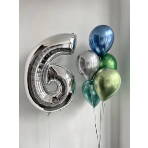 Meri Parti 6 Yaş Rakam Balon 6 Yaş Folyo Balon Doğum Günü Krom Balon Konsept Doğum Günü
