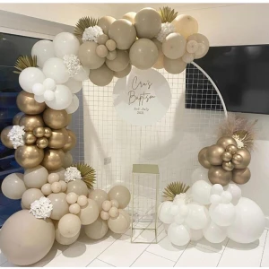 Meri Parti Krom Gold Beyaz ve Taş Rengi Balon Zinciri 100 Adet