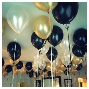 Meri Parti Metalik Sedefli Balon Seti 30 cm 30 Adet Gold, Beyaz, Siyah – Doğum Günü ve Özel Gün Süslemeleri