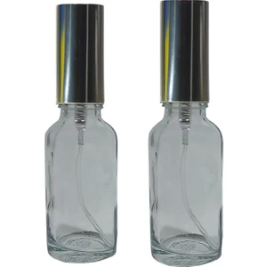2 Adet 50 ml Cam Yeniden Doldurulabilir Sprey Kolonya Boş Parfüm Şişe Gümüş Renk Kapaklı
