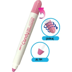 Candy Jel Fosforlu Kalem Pastel Renkler Pastel Pembe