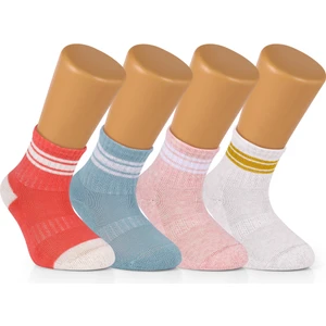 Ozzy Socks 4 Çift  Pamuklu Kız Bebek Çocuk Çizgili Soket Çorap