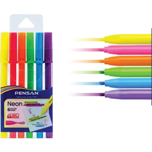 Keçeli Kalem 6 Renk Kesik Uç Neon Renkler 99095 0951 1606