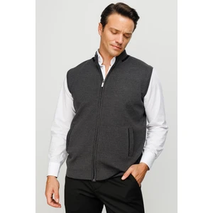 Desen Triko Erkek Çelik Örgü Yün Yelek K.gri
