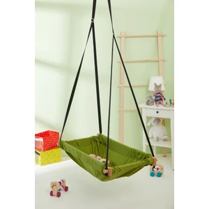 Ahşap Yaylı Zıp Zıp Bebek Hamak Beşik (Yeşil)