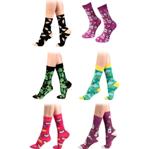 Ozzy Socks 6' Lı Organik Pamuklu Dikişsiz Kadın Çok Renkli Desenli Çorap