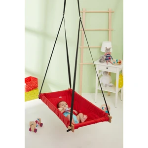 Ahşap Yaylı Zıp Zıp Bebek Hamak Beşik (Kırmızı)