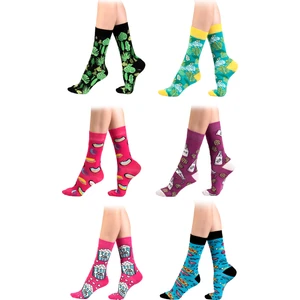 Ozzy Socks 6' Lı Organik Pamuklu Dikişsiz Kadın Çok Renkli Desenli Çorap