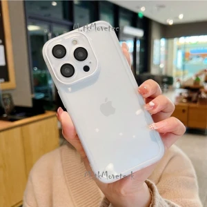 M.TK Moveteck Apple Iphone 12 Pro Max Kılıf Tam Kamera Korumalı Metalik Tarz Çerceveli Renkli Kenarlı Köşe Korumalı Silikon