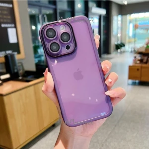 M.TK Moveteck Apple Iphone 14 Pro Max Kılıf Tam Kamera Korumalı Metal Tarz Çerceveli Renkli Kenarlı Köşe Korumalı Silikon