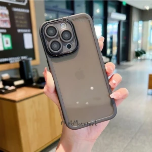 M.TK Moveteck Apple Iphone 13 Pro Kılıf Tam Kamera Korumalı Metal Tarz Çerceveli Renkli Kenarlı Köşe Korumalı Silikon