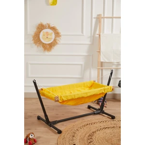 Standlı Ahşap Bebek Hamak Beşik (Sarı)