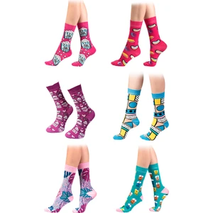 Ozzy Socks 6' Lı Organik Pamuklu Dikişsiz Kadın Çok Renkli Desenli Çorap