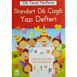 Ema Çocuk Dik Temel Harflerle Standart Renkli Kareli Yazı Defteri
