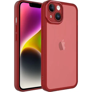 Case 4U Apple iPhone 13 Kılıf Kamera Korumalı Parlak Tasarımlı Renkli Darbe Emici Transparan Post Kapak Kırmızı