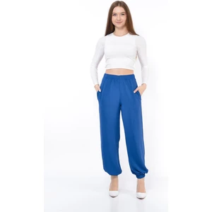 Kadın Beli Lastikli Şalvar Pantolon Mavi