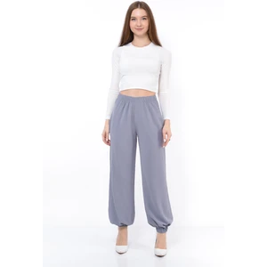 Kadın Beli Lastikli Şalvar Pantolon Gri