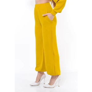 Kadın Beli Lastikli Şalvar Pantolon Hardalsarısı
