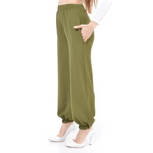 Kadın Beli Lastikli Şalvar Pantolon Haki